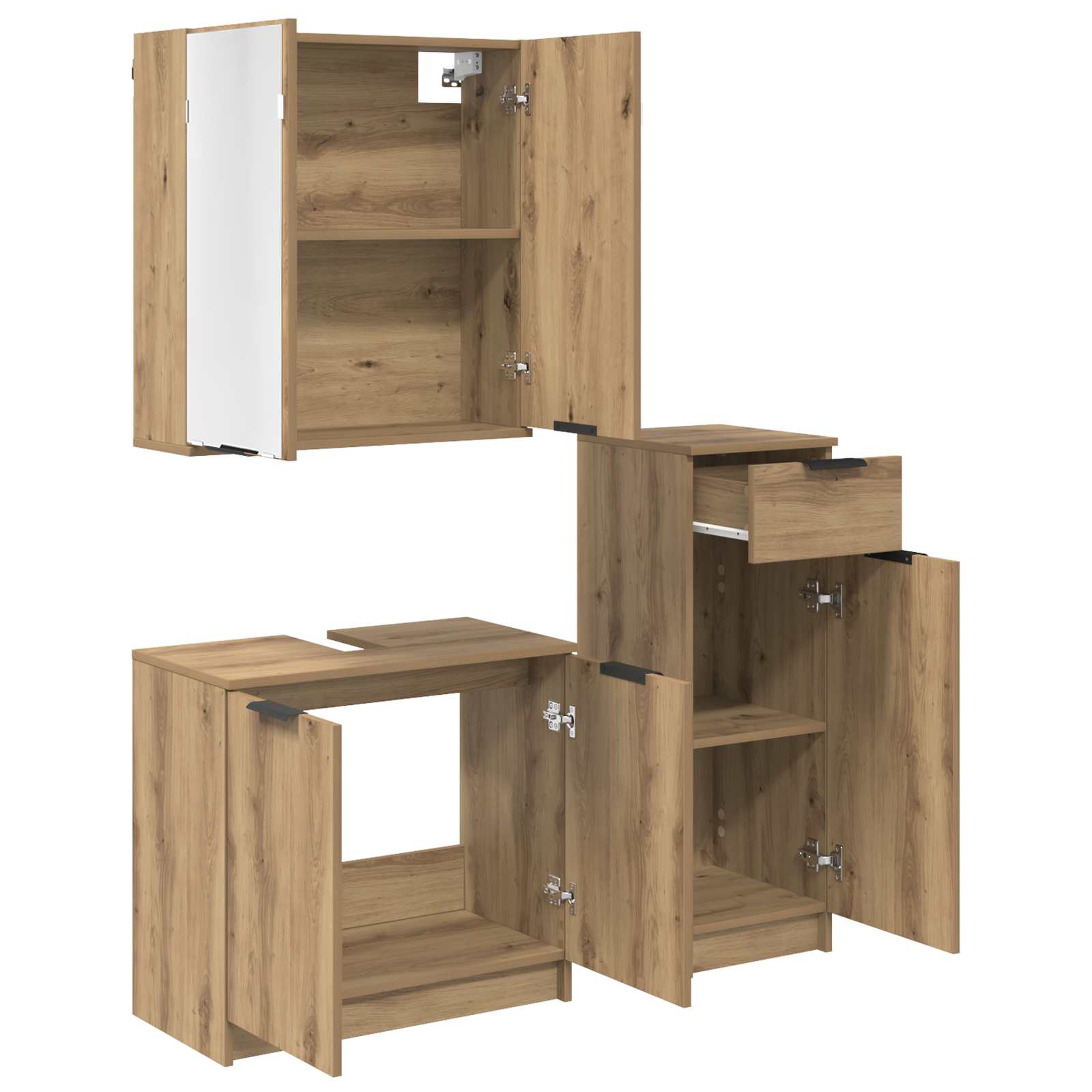 Ensemble de mobilier de salle de bain 3 pc Chêne artisanal