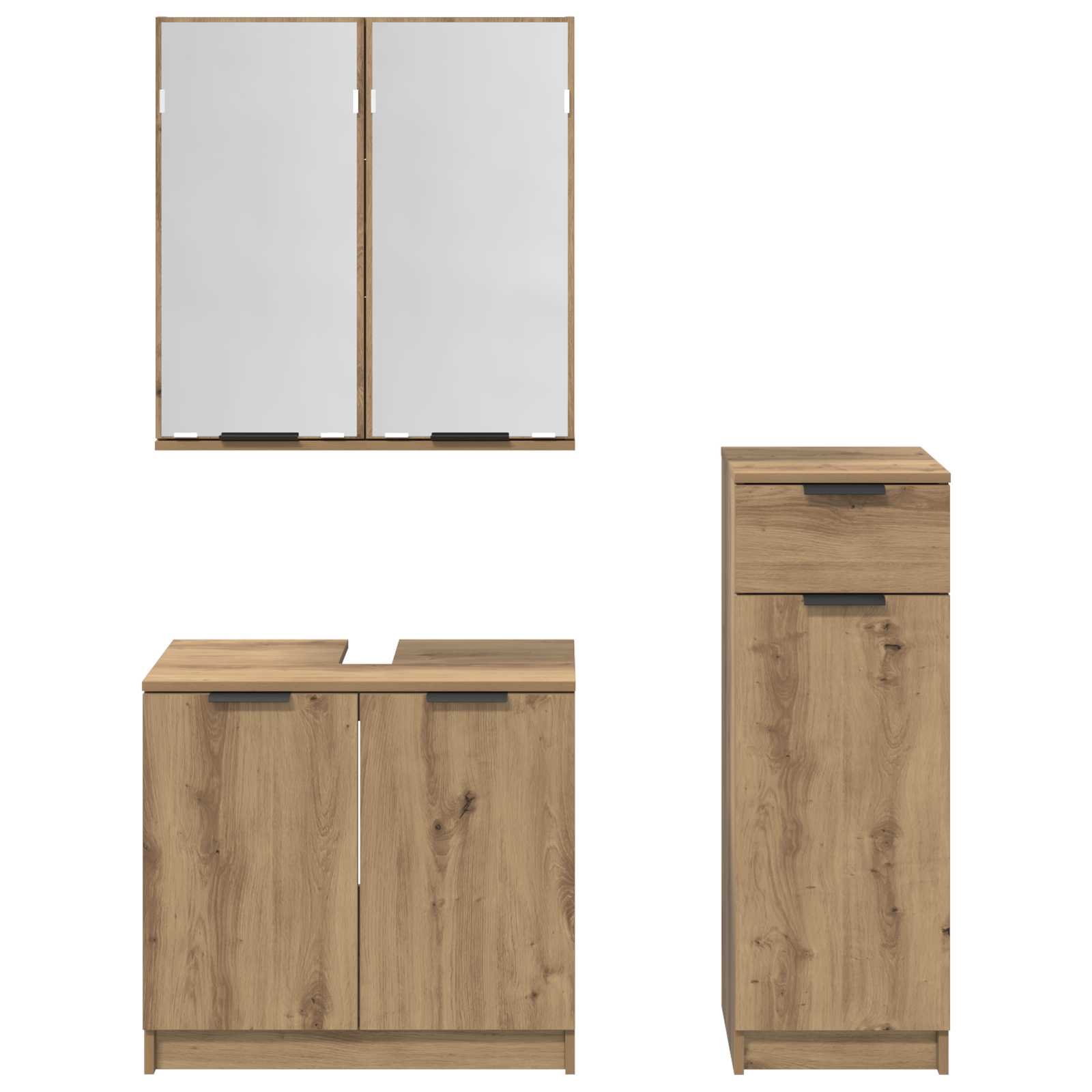 Ensemble de mobilier de salle de bain 3 pc Chêne artisanal
