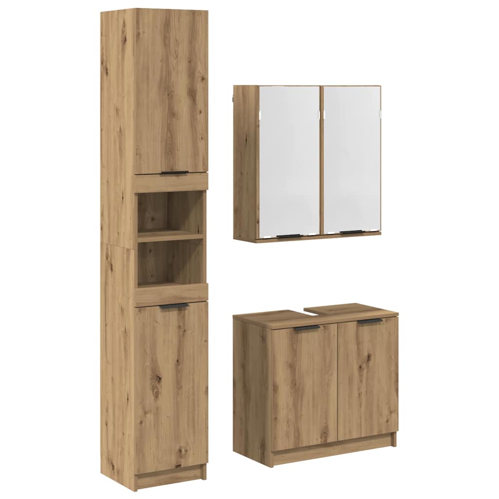 Ensemble de Meubles de Salle de Bain 3 pièces Chêne artisanal