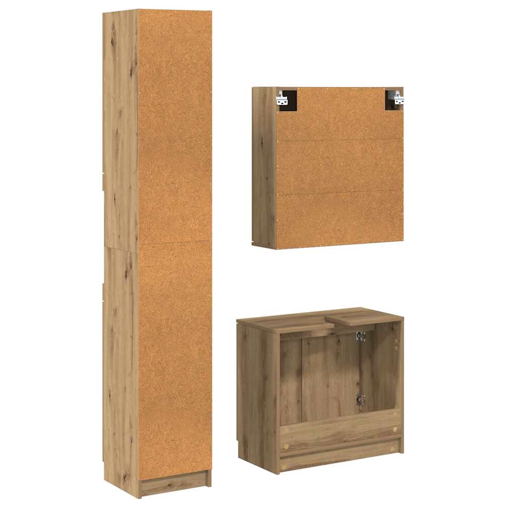 Ensemble de Meubles de Salle de Bain 3 pièces Chêne artisanal