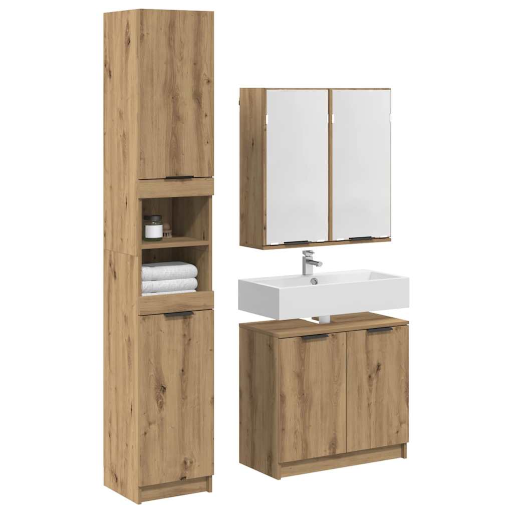 Ensemble de Meubles de Salle de Bain 3 pièces Chêne artisanal