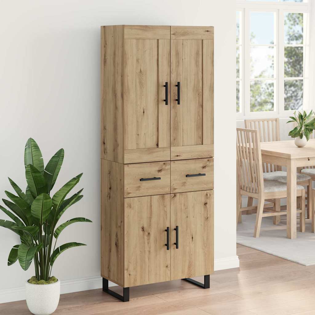 Haut Armoire 2 pcs Chêne artisanal Bois Aggloméré et Verre - XIOS