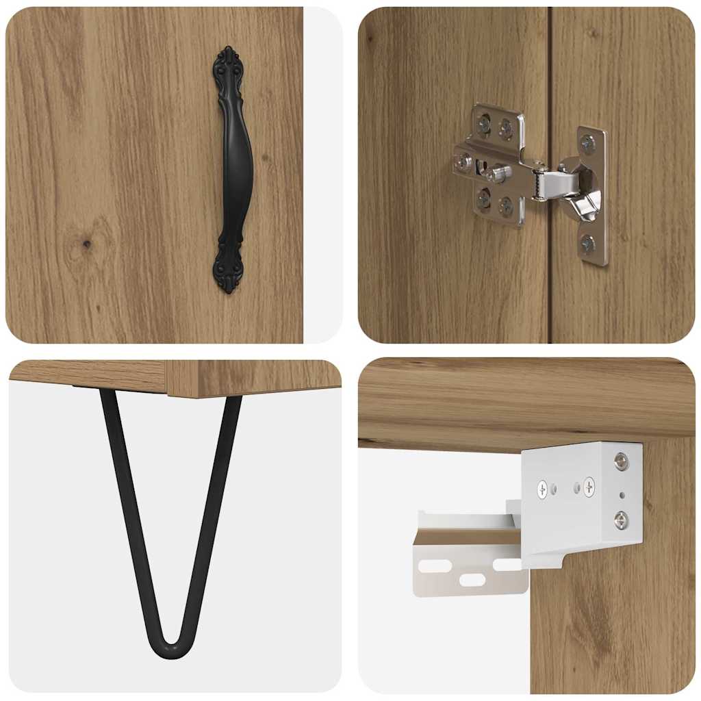 Haut Armoire 2 pcs Chêne artisanal Bois Aggloméré et Verre - XIOS