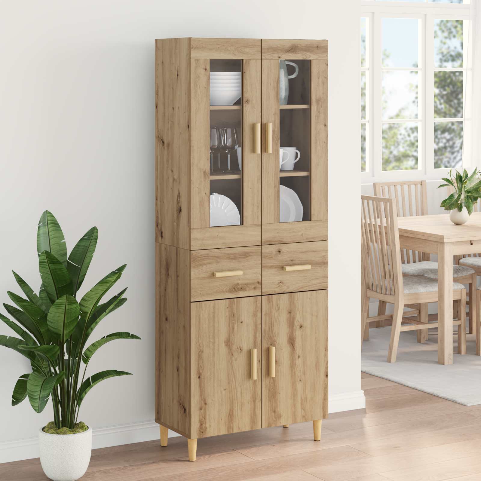 Haut Armoire avec tiroir Chêne artisanal 69,5 x 34 x 180 cm - XIOS