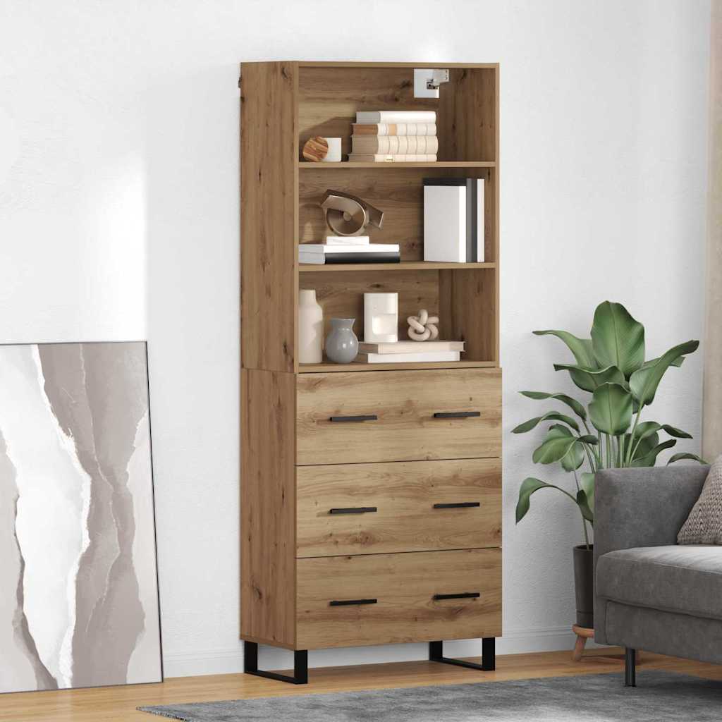 Haut Armoire avec tiroir Chêne artisanal 69,5 x 34 x 180 cm - XIOS