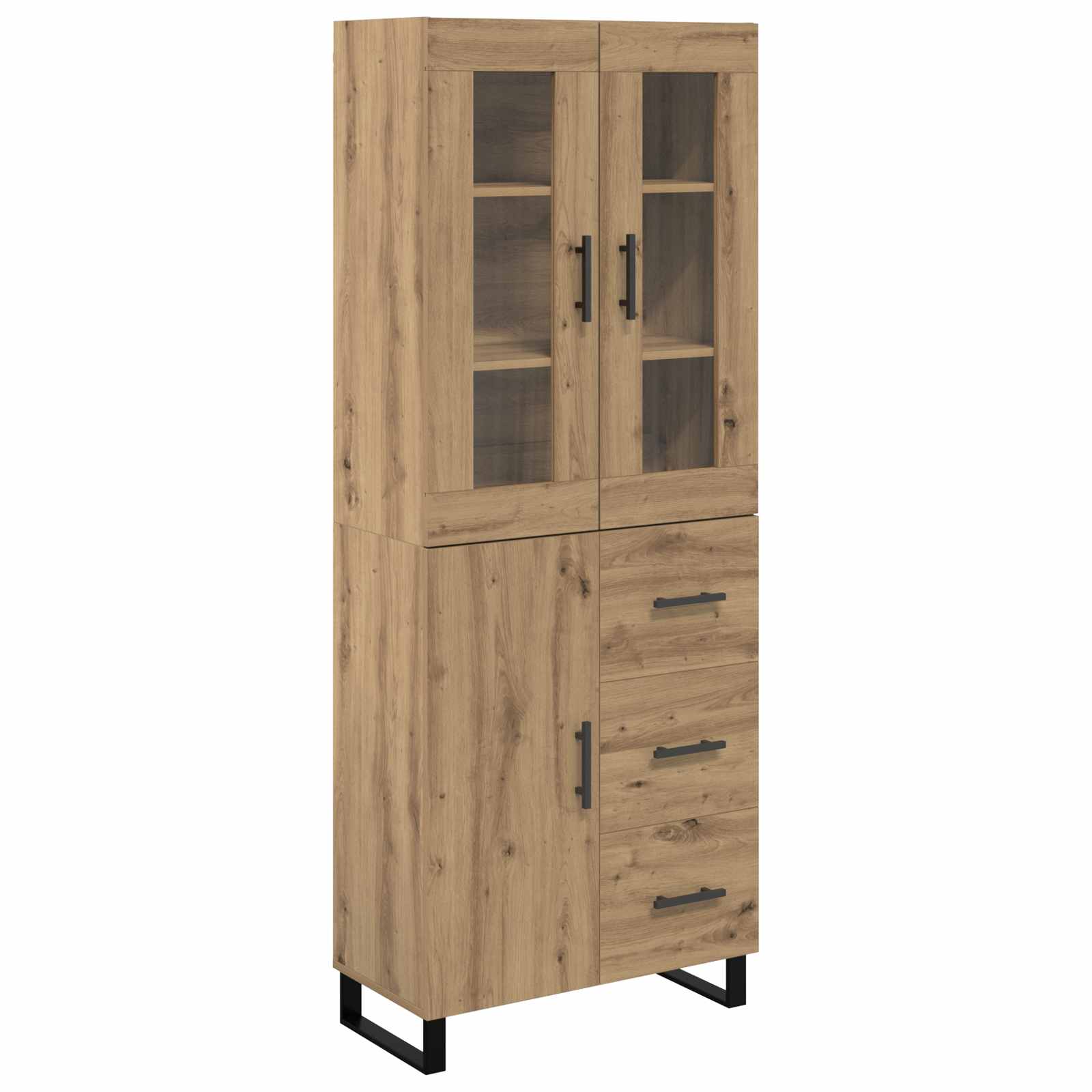 Haut Armoire 2 pcs Chêne artisanal Bois Aggloméré et Verre - XIOS