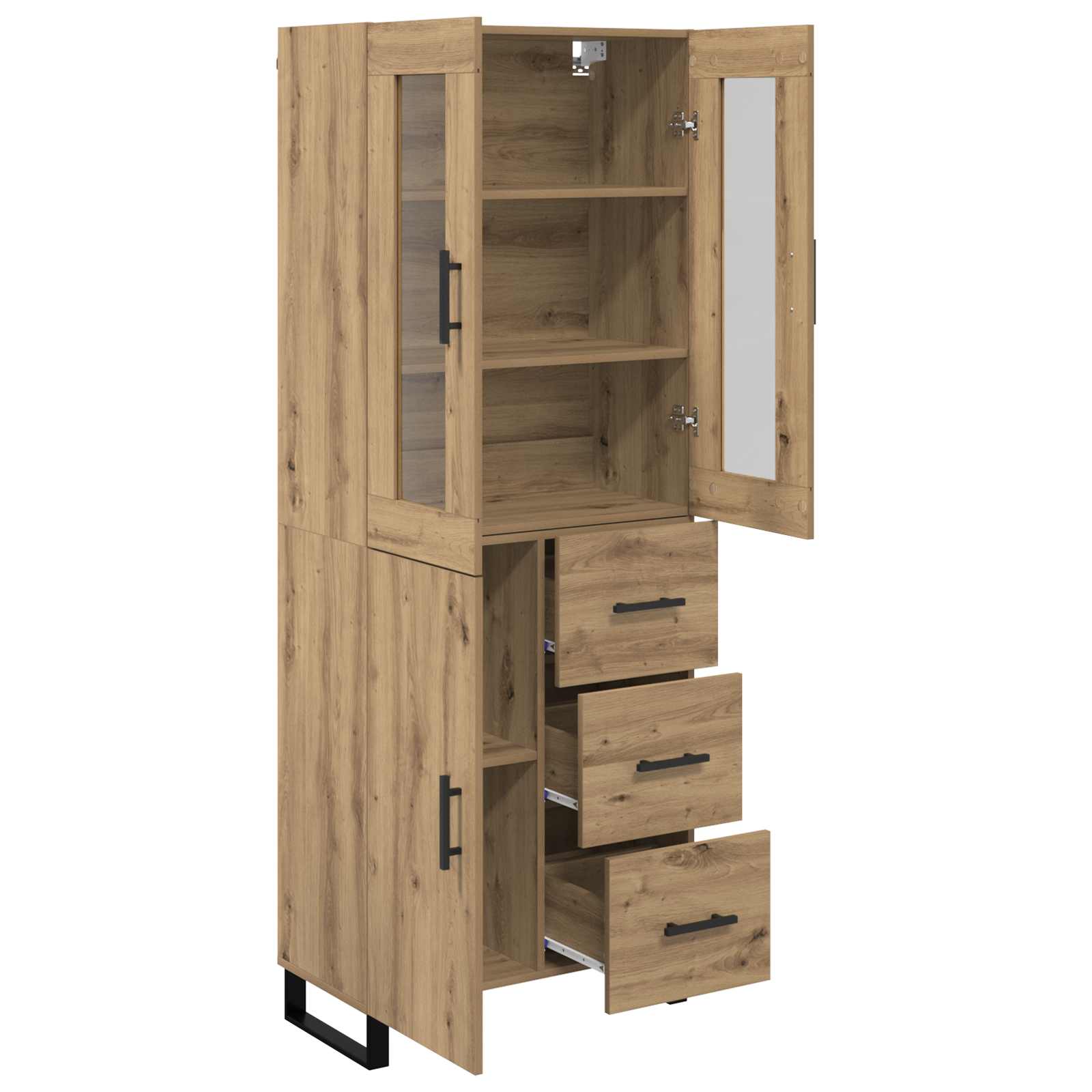 Haut Armoire 2 pcs Chêne artisanal Bois Aggloméré et Verre - XIOS