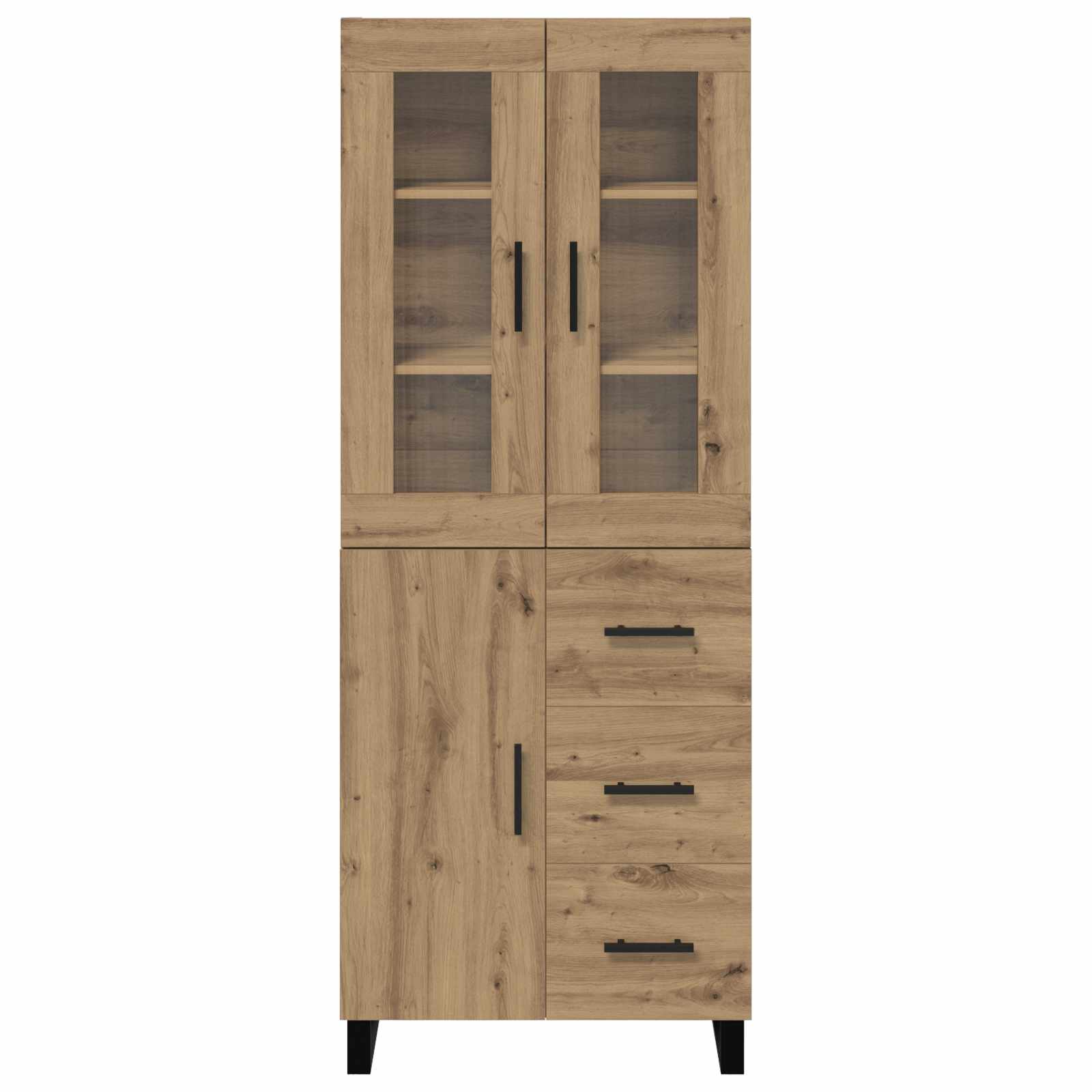 Haut Armoire 2 pcs Chêne artisanal Bois Aggloméré et Verre - XIOS