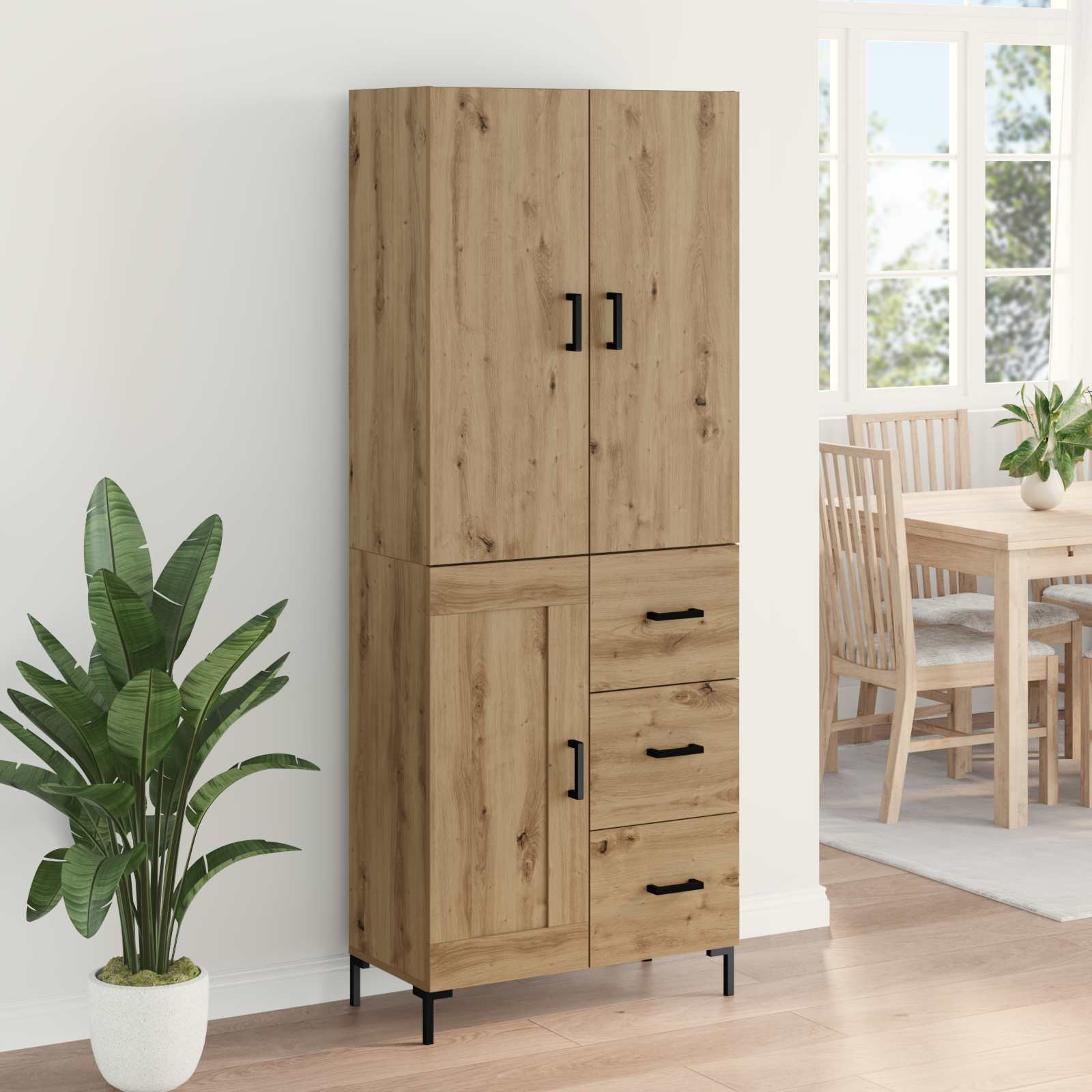 Haut Armoire Montage mural Chêne artisanal 69,5 x 34 x 180 cm - XIOS