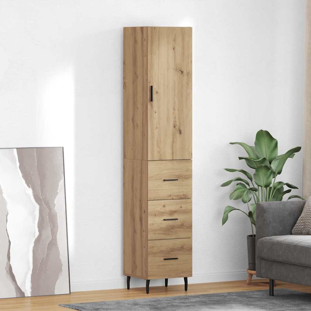Haut Armoire avec tiroir Chêne artisanal 34,5 x 34 x 180 cm - XIOS