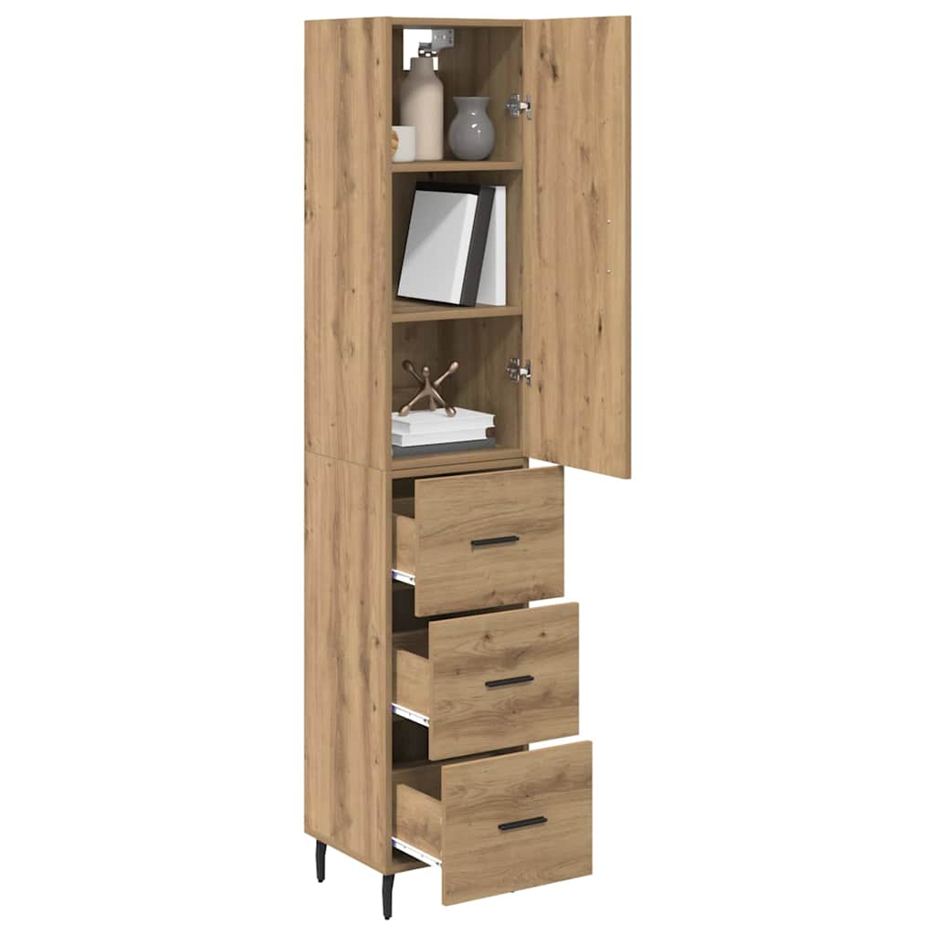 Haut Armoire avec tiroir Chêne artisanal 34,5 x 34 x 180 cm - XIOS