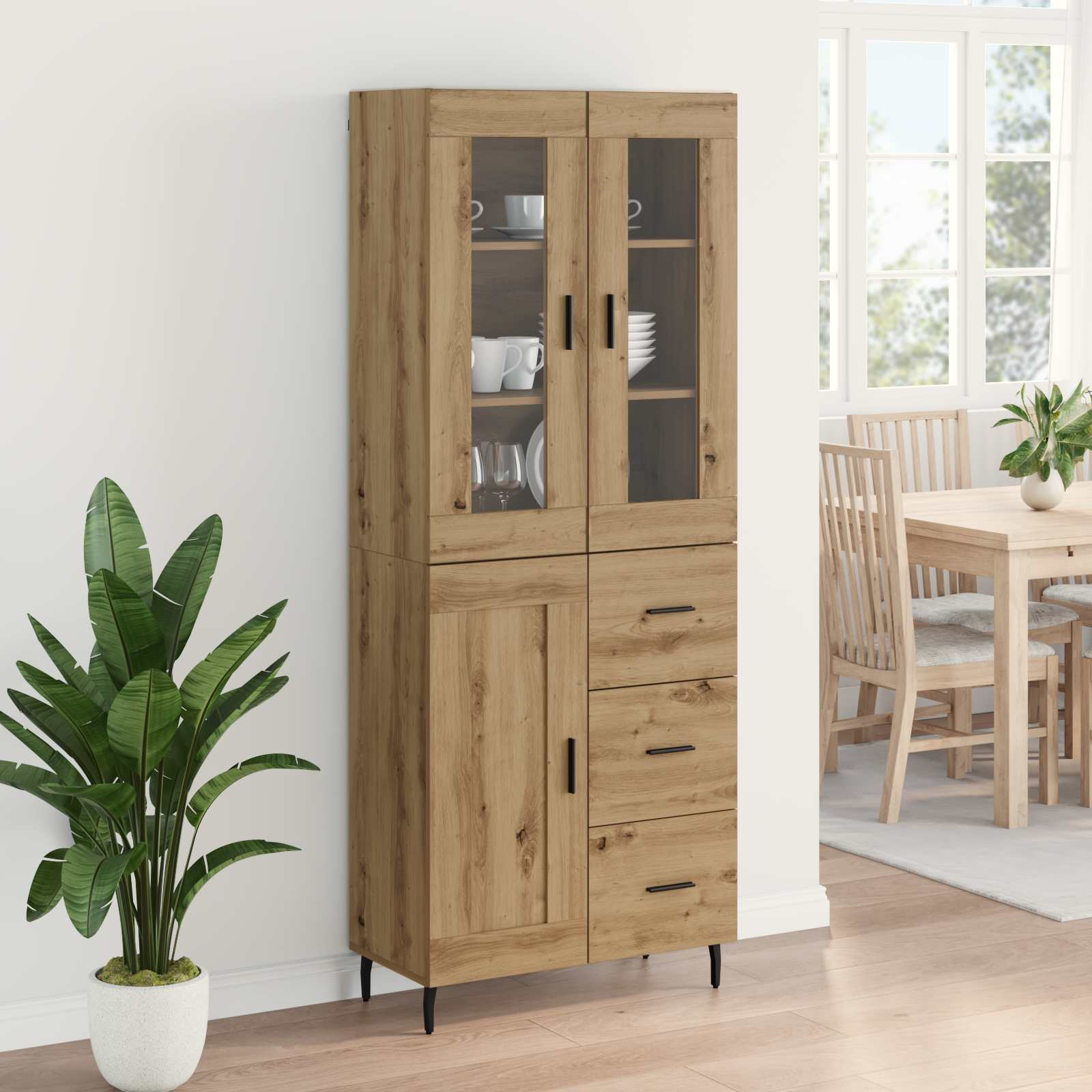 Haut Armoire 2 pcs Chêne artisanal Bois Aggloméré et Verre - XIOS