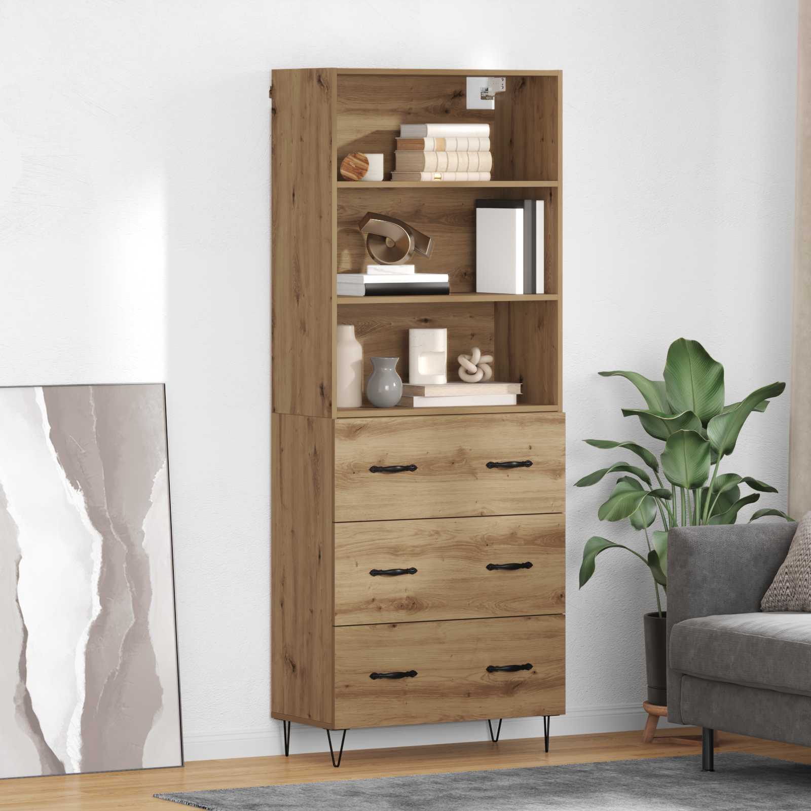 Haut Armoire avec tiroir Chêne artisanal 69,5 x 32,5 x 180 cm - XIOS