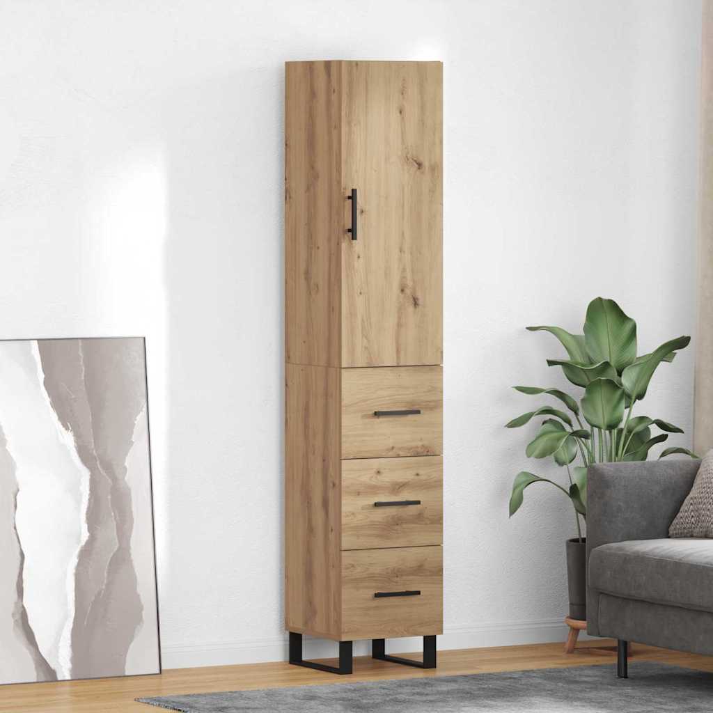 Haut Armoire avec tiroir Chêne artisanal 34,5 x 34 x 180 cm - XIOS