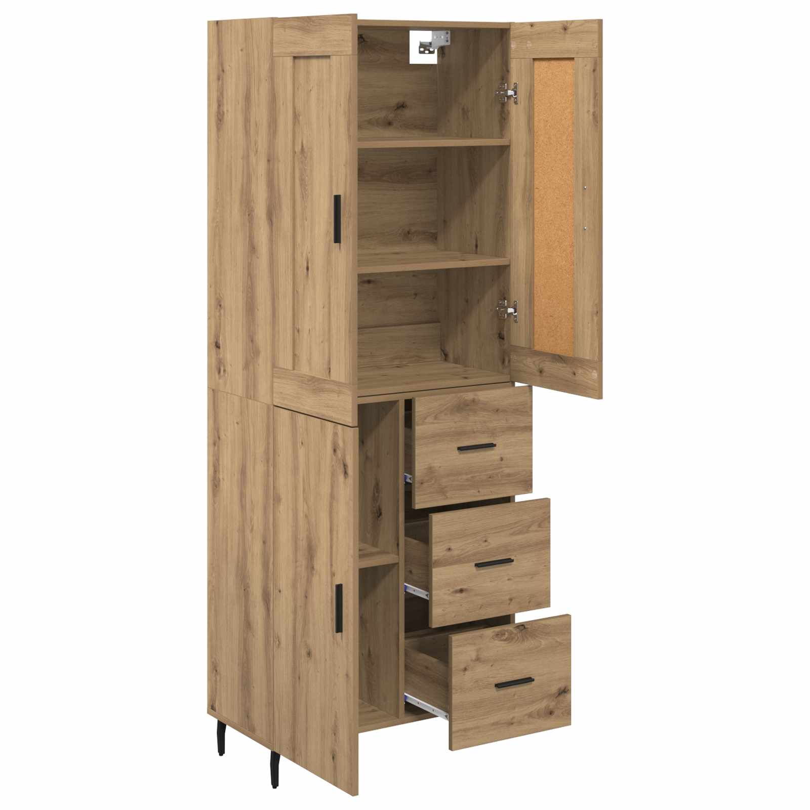Haut Armoire 2 pcs Chêne artisanal Bois Aggloméré et Verre - XIOS