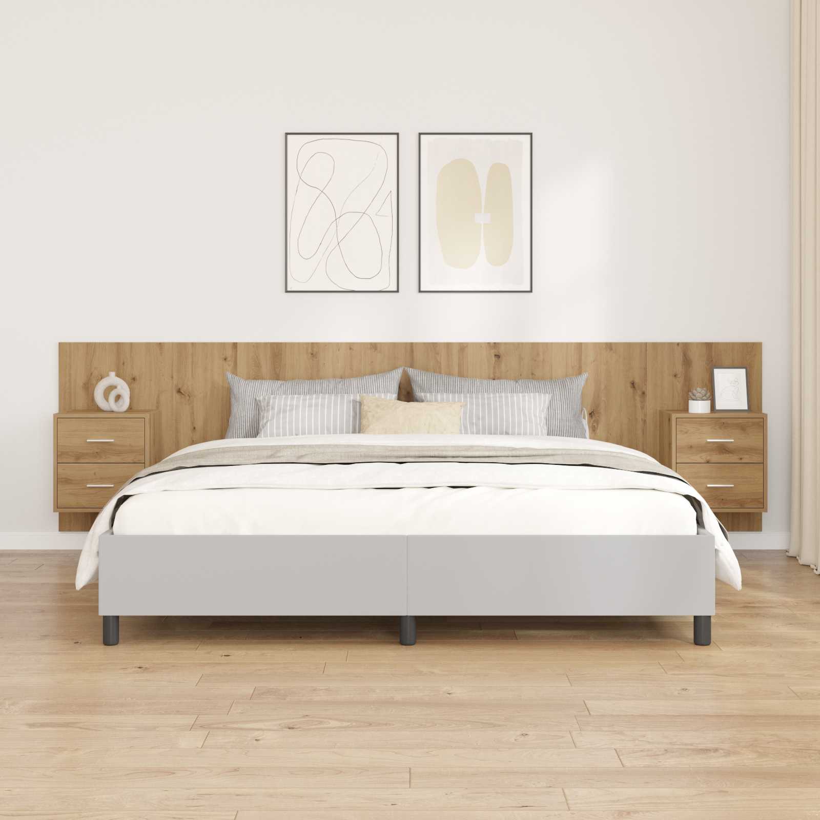 Tête de lit avec armoire avec tiroir 3 pcs Chêne artisanal - XIOS