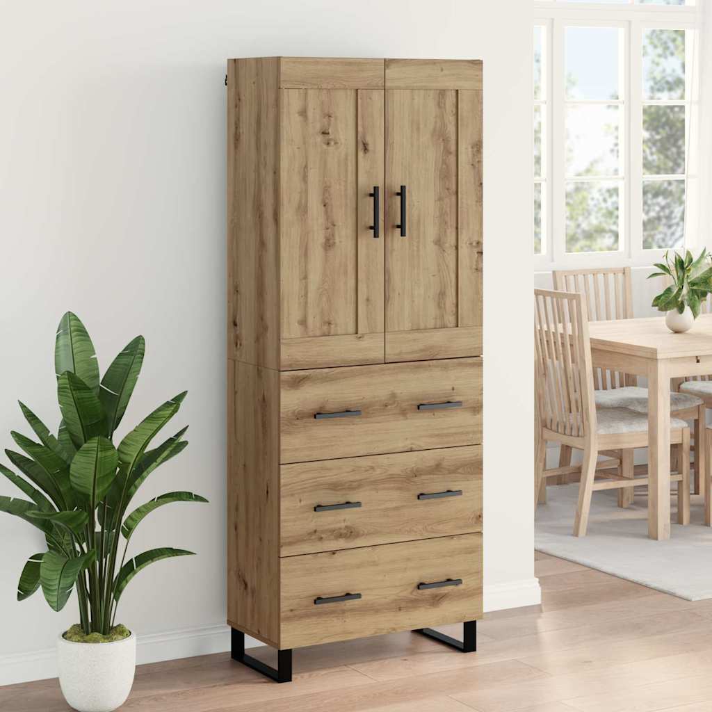 Haut Armoire 2 pcs Chêne artisanal Bois Aggloméré et Verre - XIOS