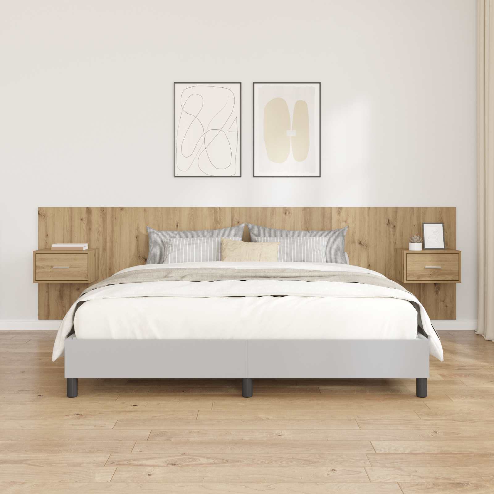 Tête de lit avec armoire avec tiroir 3 pcs Chêne artisanal - XIOS