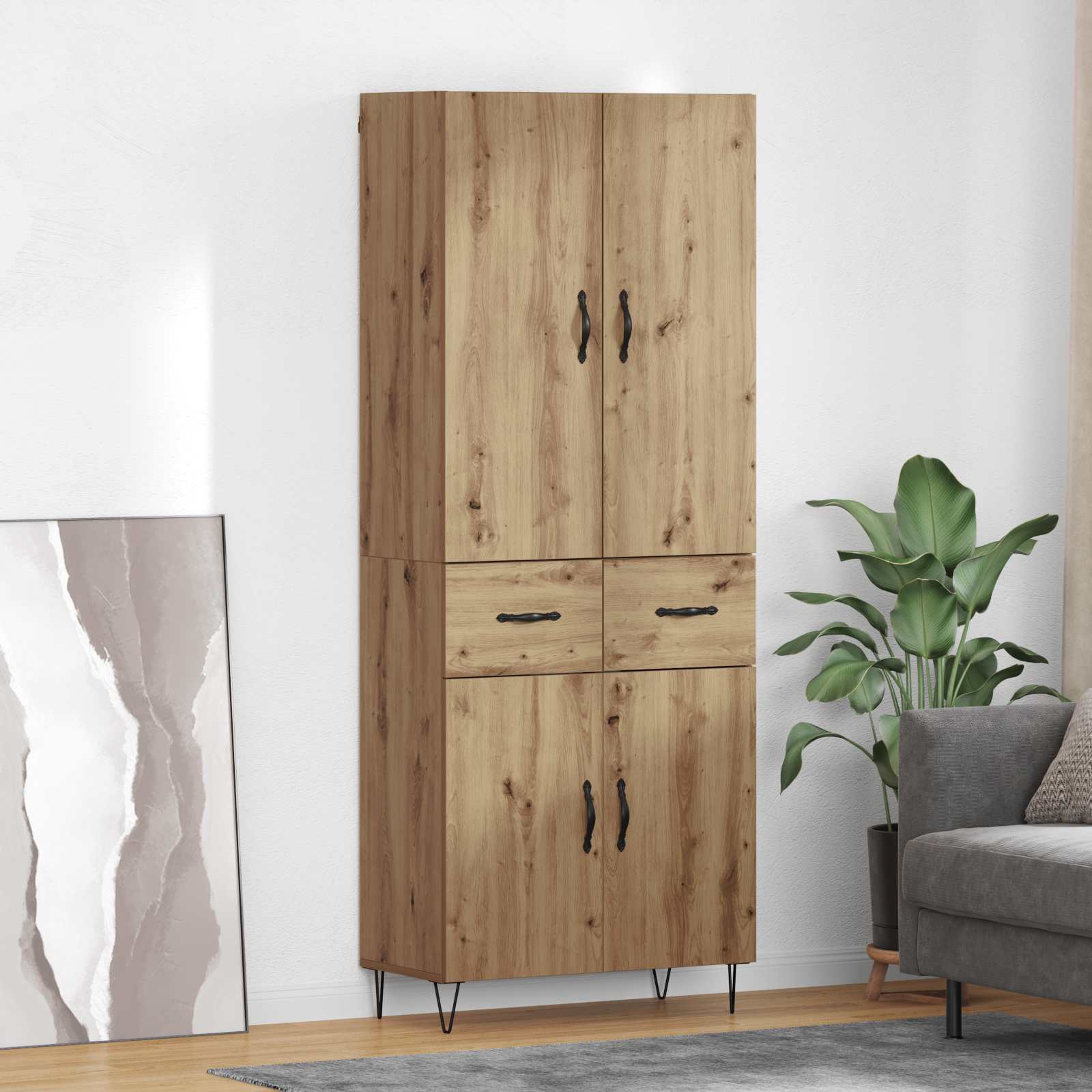 Haut Armoire 2 pcs Chêne artisanal Bois Aggloméré et Verre - XIOS