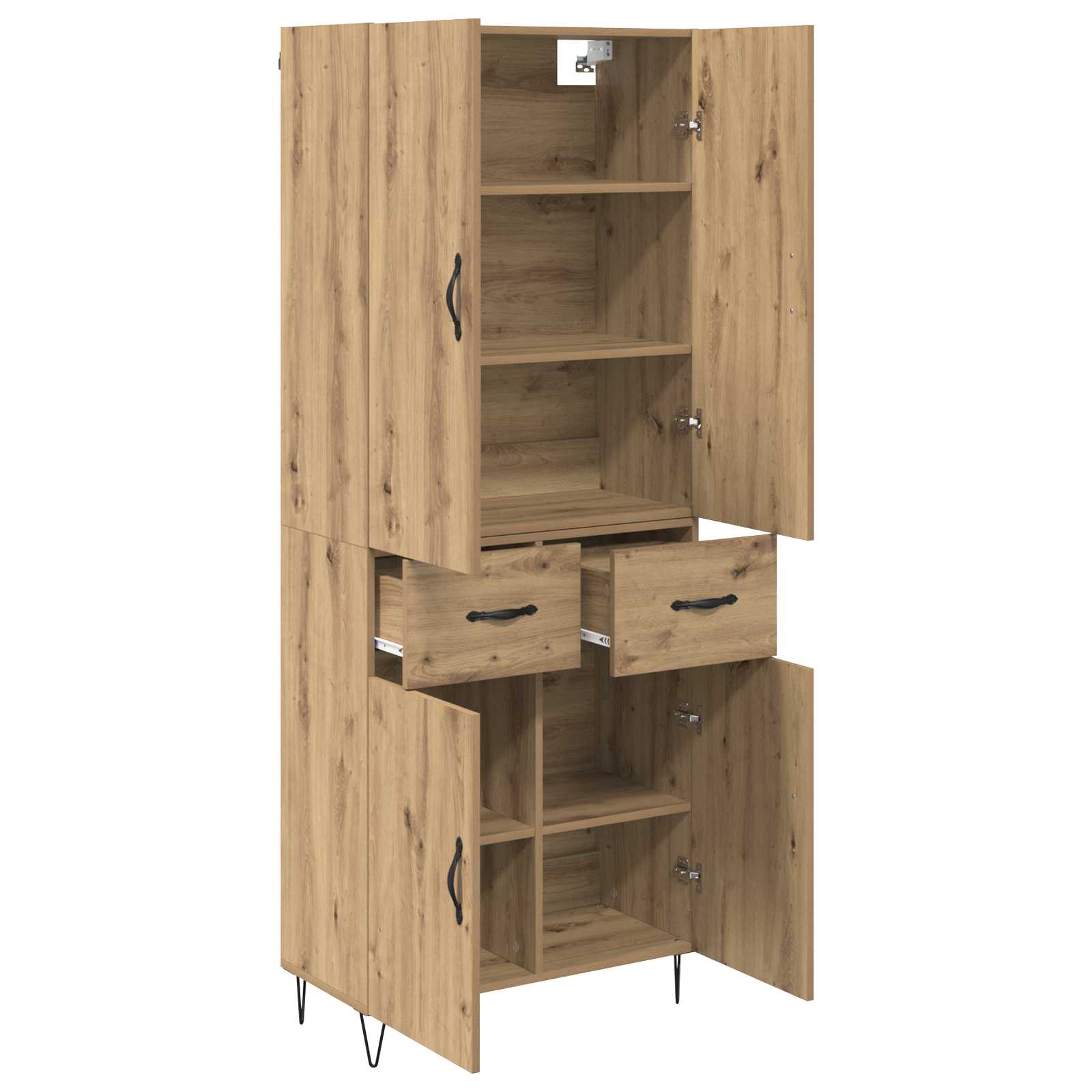 Haut Armoire 2 pcs Chêne artisanal Bois Aggloméré et Verre - XIOS