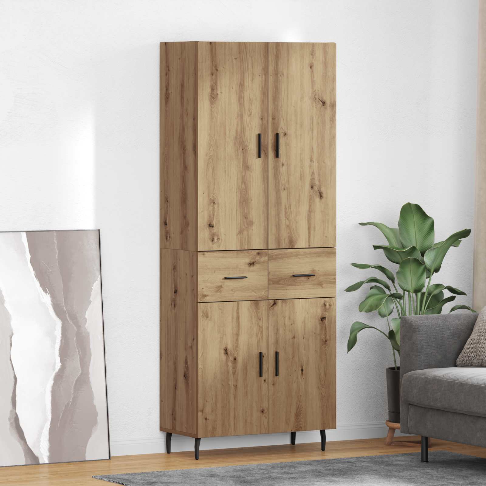 Haut Armoire avec tiroir Chêne artisanal 69,5 x 34 x 180 cm - XIOS