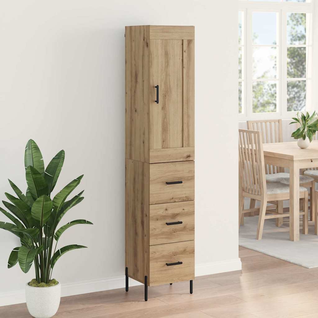 Haut Armoire avec tiroir Chêne artisanal 34,5 x 34 x 180 cm - XIOS