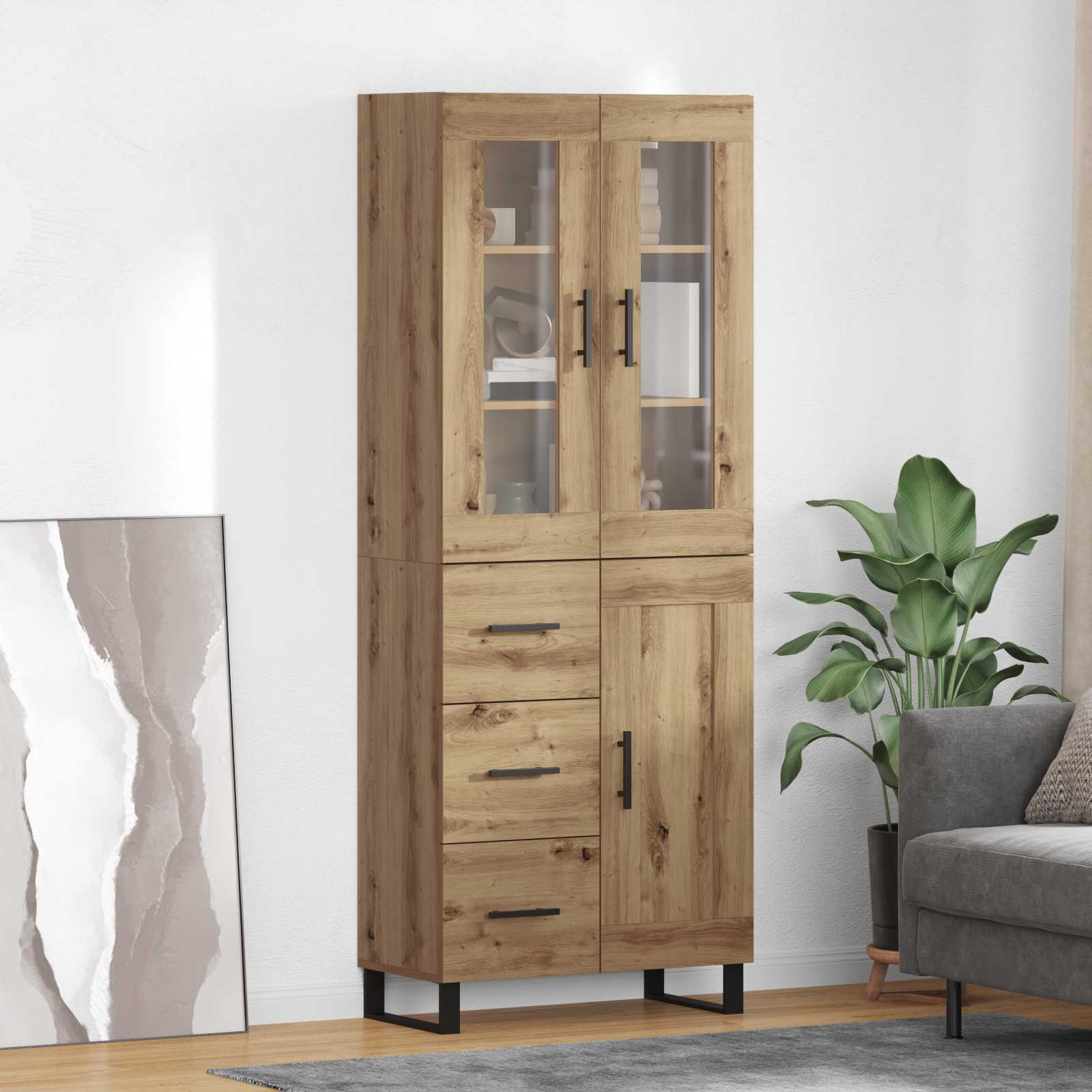 Haut Armoire 2 pcs Chêne artisanal Bois Aggloméré et Verre - XIOS