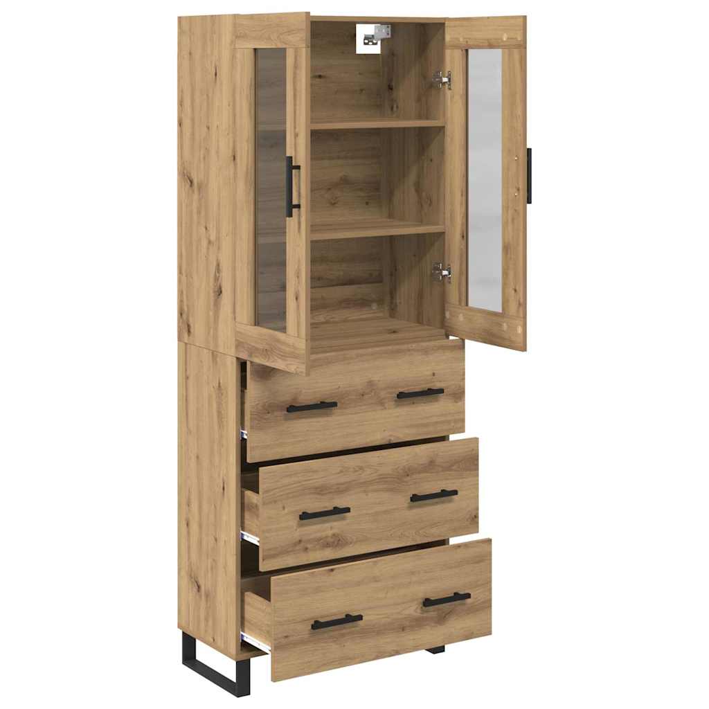Haut Armoire 2 pcs Chêne artisanal Bois Aggloméré et Verre - XIOS