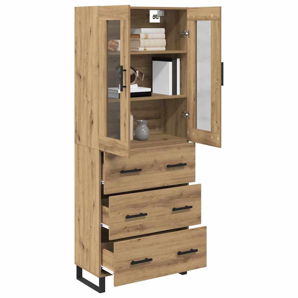 Haut Armoire 2 pcs Chêne artisanal Bois Aggloméré et Verre - XIOS
