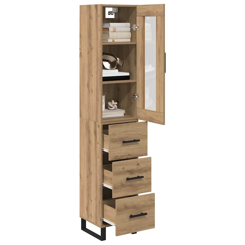 Haut Armoire avec tiroir Chêne artisanal 69,5 x 34 x 180 cm - XIOS