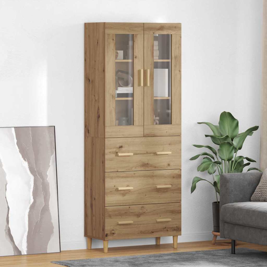 Haut Armoire avec tiroir Chêne artisanal 69,5 x 34 x 180 cm - XIOS
