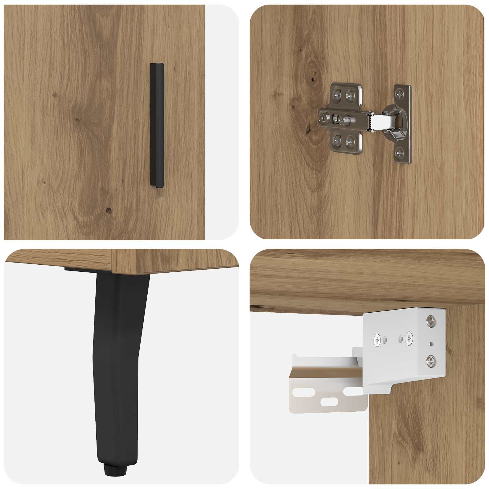 Haut Armoire 2 pcs Chêne artisanal Bois Aggloméré et Verre - XIOS