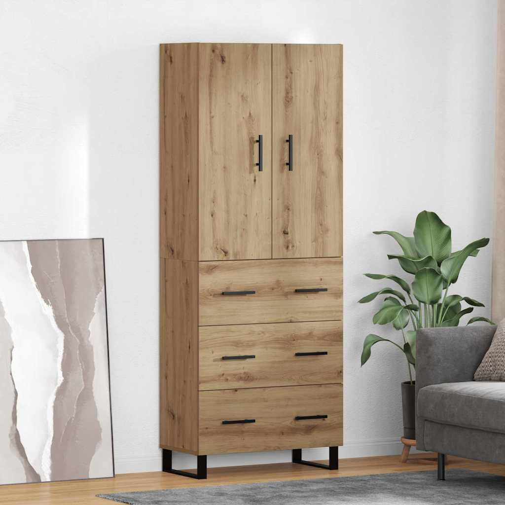 Haut Armoire 2 pcs Chêne artisanal Bois Aggloméré et Verre - XIOS