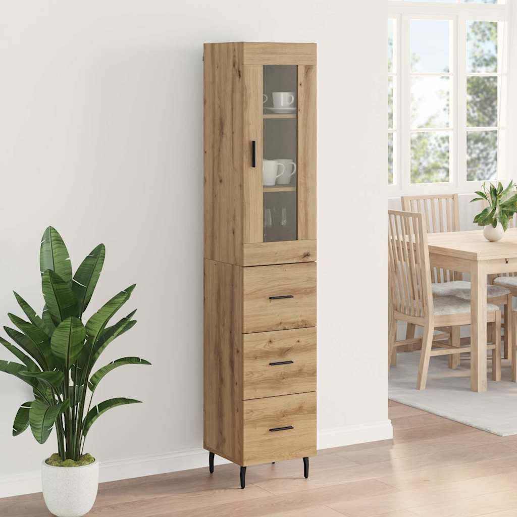 Haut Armoire avec tiroir Chêne artisanal 34,5 x 34 x 180 cm - XIOS