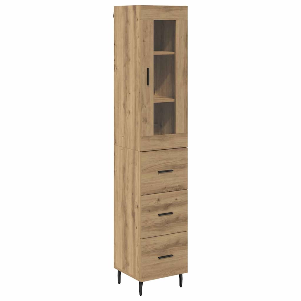 Haut Armoire avec tiroir Chêne artisanal 34,5 x 34 x 180 cm - XIOS