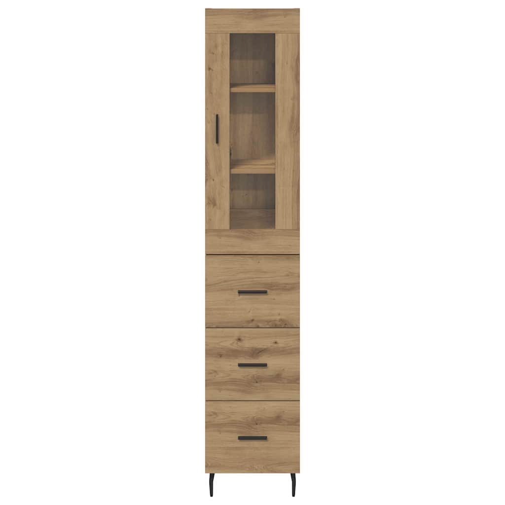 Haut Armoire avec tiroir Chêne artisanal 34,5 x 34 x 180 cm - XIOS