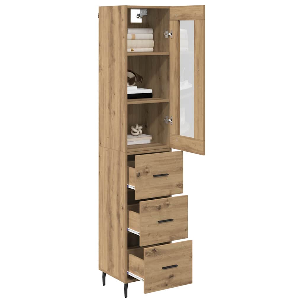 Haut Armoire avec tiroir Chêne artisanal 34,5 x 34 x 180 cm - XIOS