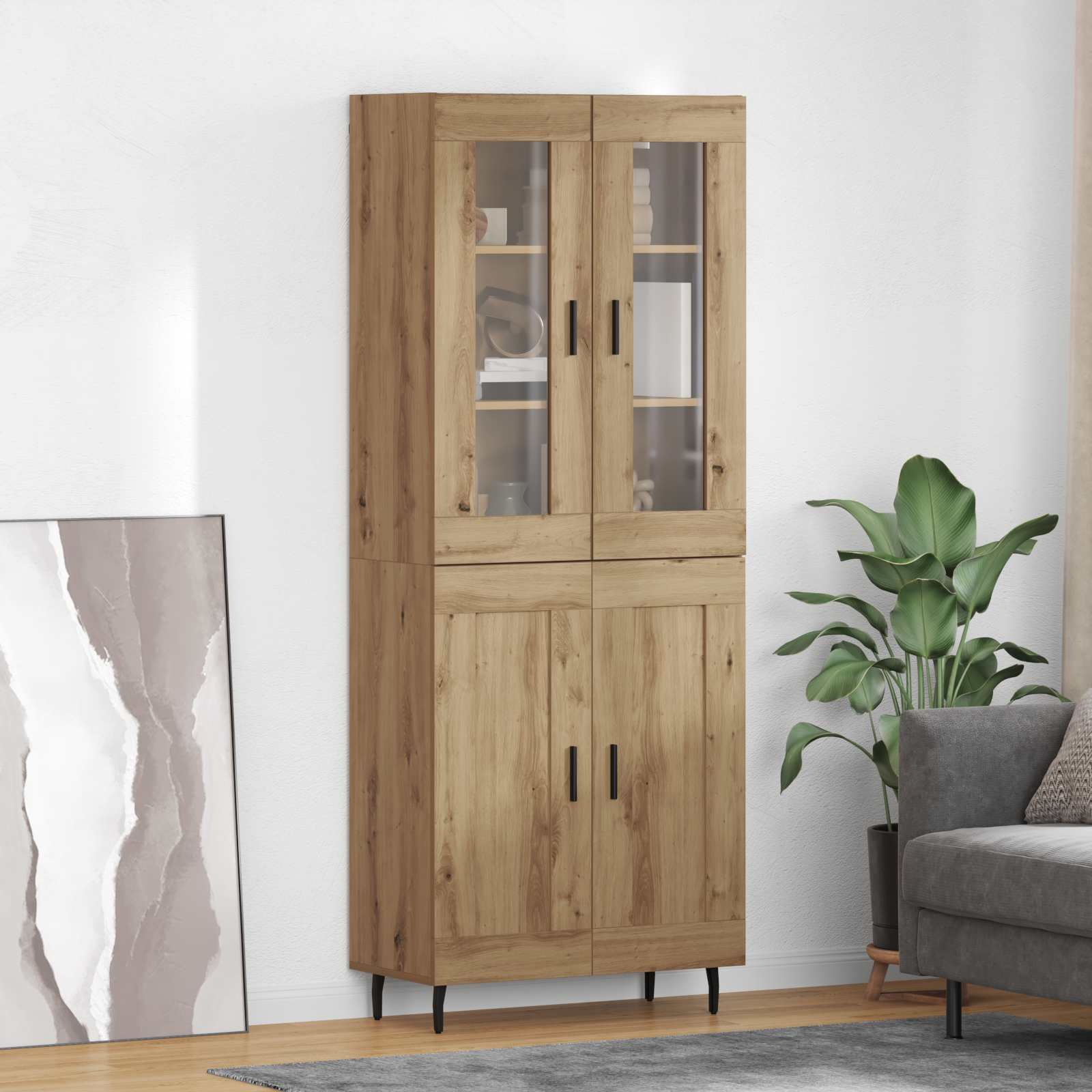 Haut Armoire 2 pcs Chêne artisanal Bois Aggloméré et Verre - XIOS