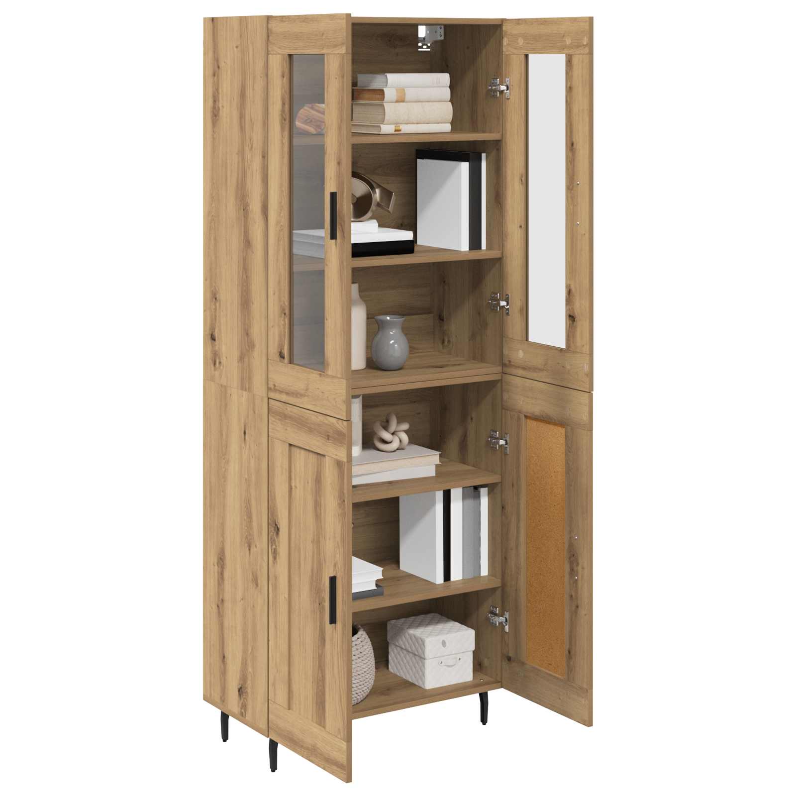 Haut Armoire 2 pcs Chêne artisanal Bois Aggloméré et Verre - XIOS