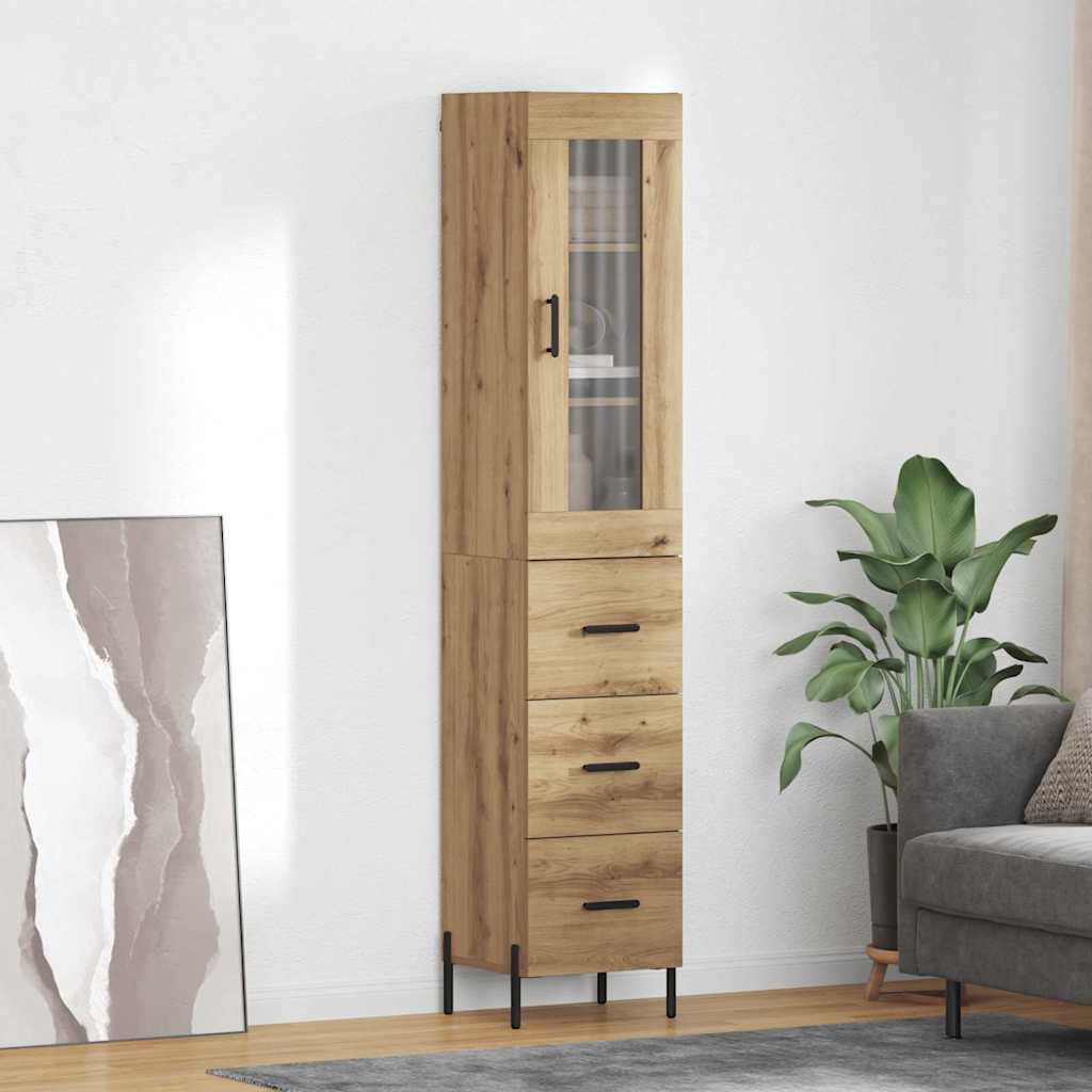 Haut Armoire avec tiroir Chêne artisanal 34,5 x 34 x 180 cm - XIOS