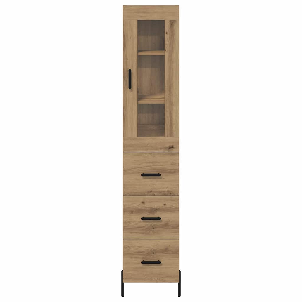 Haut Armoire avec tiroir Chêne artisanal 34,5 x 34 x 180 cm - XIOS