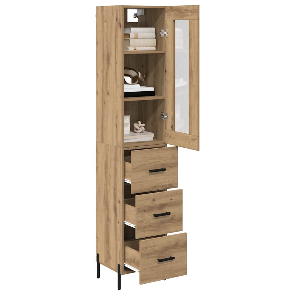 Haut Armoire avec tiroir Chêne artisanal 34,5 x 34 x 180 cm - XIOS