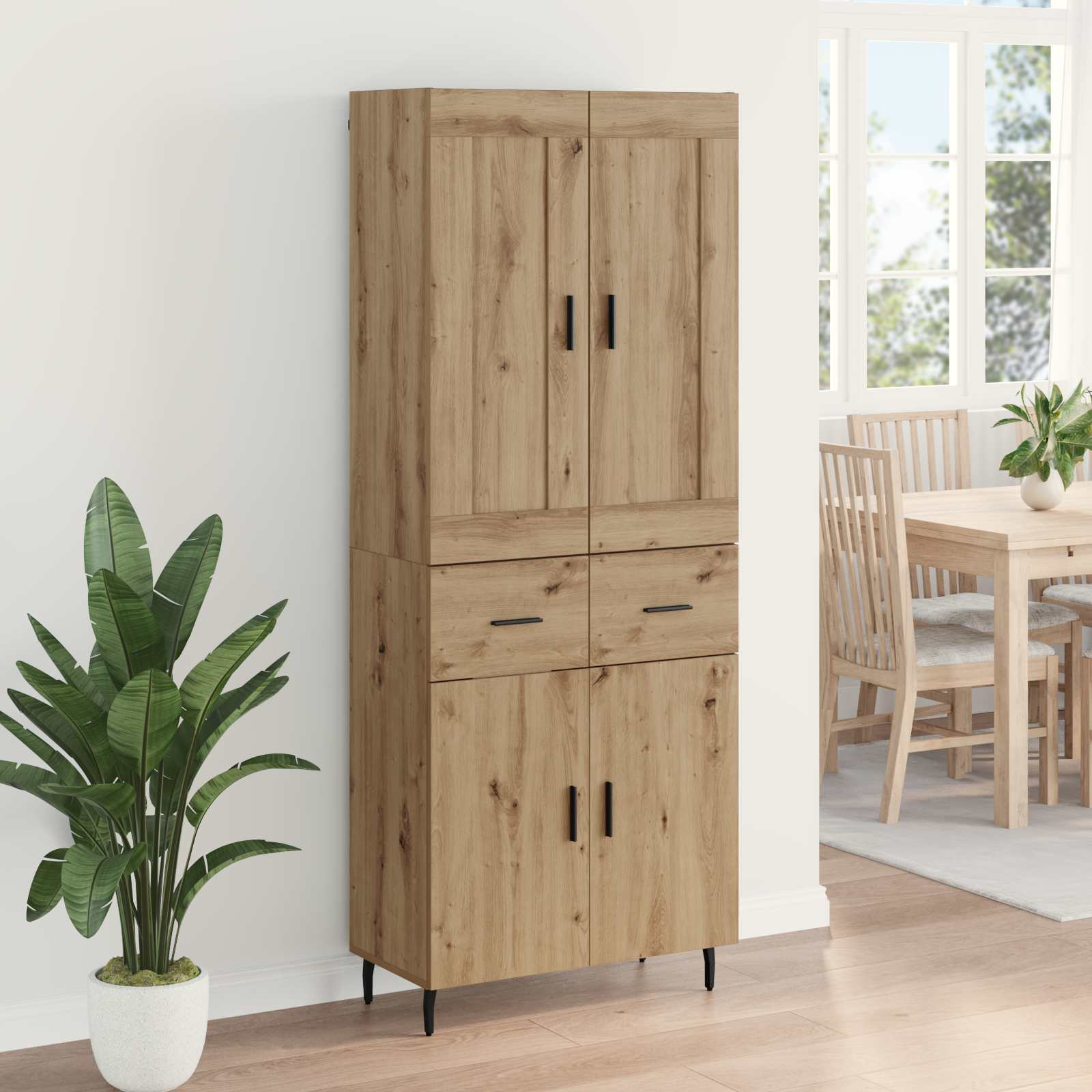 Haut Armoire 2 pcs Chêne artisanal Bois Aggloméré et Verre - XIOS