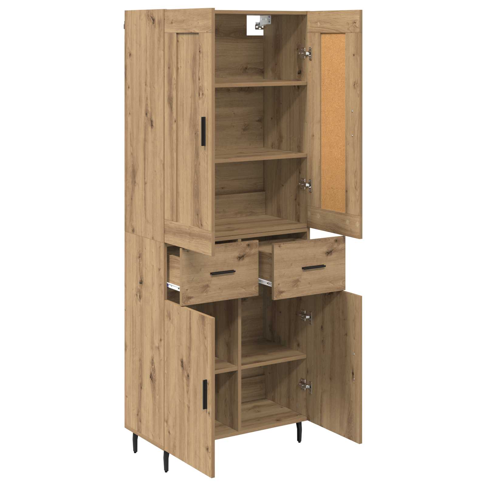 Haut Armoire 2 pcs Chêne artisanal Bois Aggloméré et Verre - XIOS