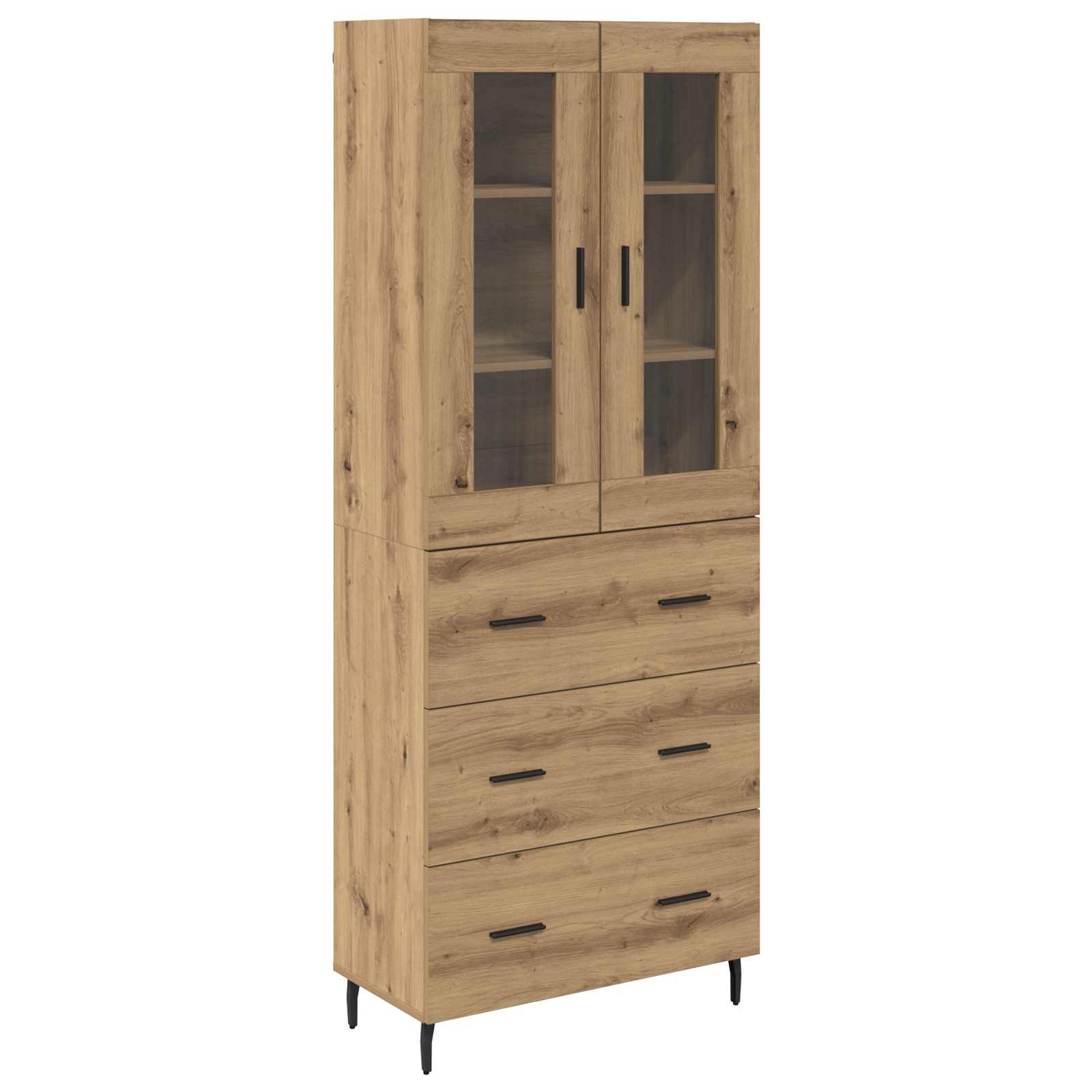 Haut Armoire 2 pcs Chêne artisanal Bois Aggloméré et Verre - XIOS