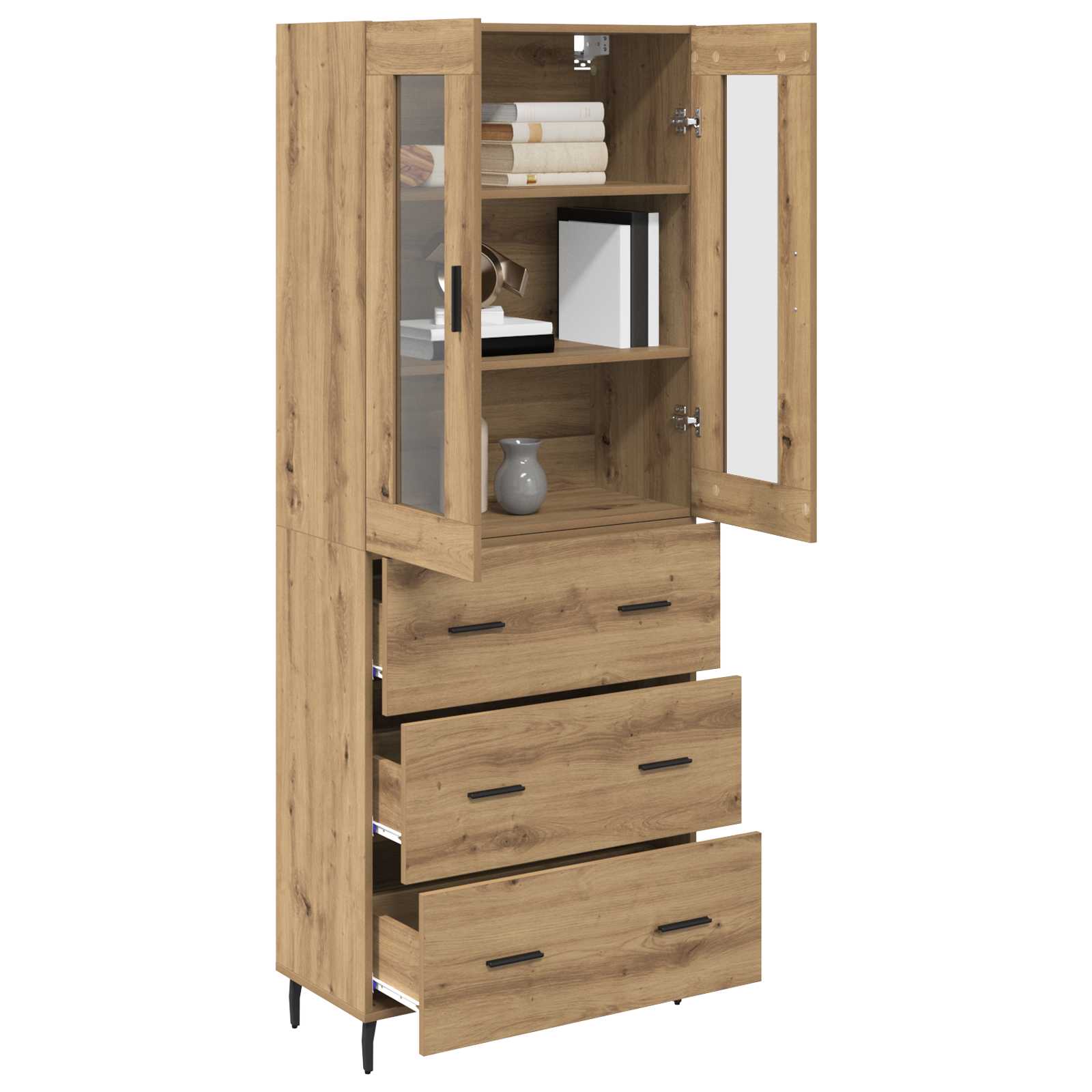 Haut Armoire 2 pcs Chêne artisanal Bois Aggloméré et Verre - XIOS