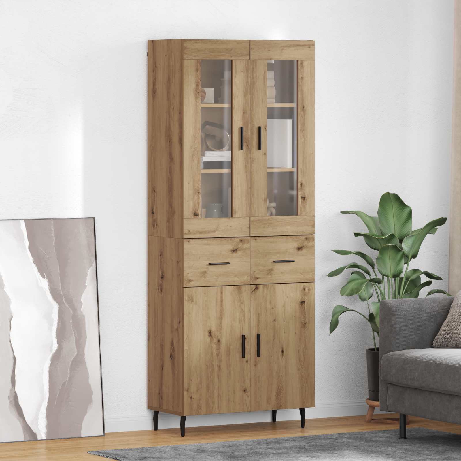 Haut Armoire 2 pcs Chêne artisanal Bois Aggloméré et Verre - XIOS