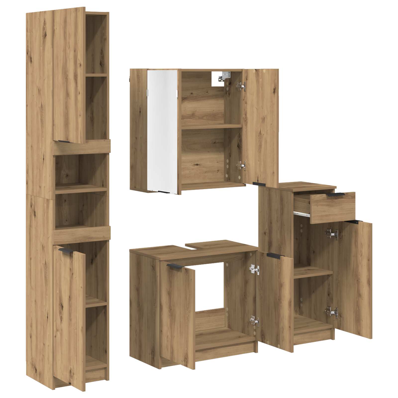 Ensemble de mobilier de salle de bain 4 pc Chêne artisanal
