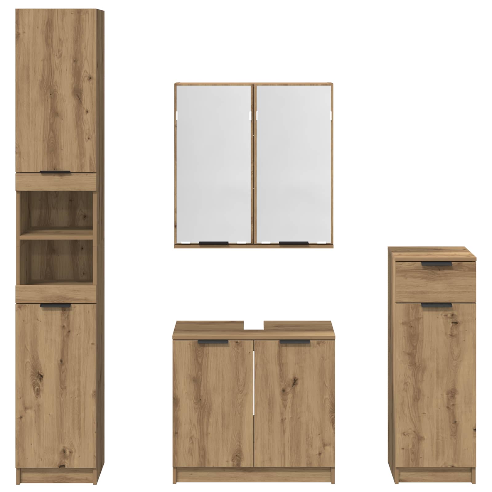 Ensemble de mobilier de salle de bain 4 pc Chêne artisanal