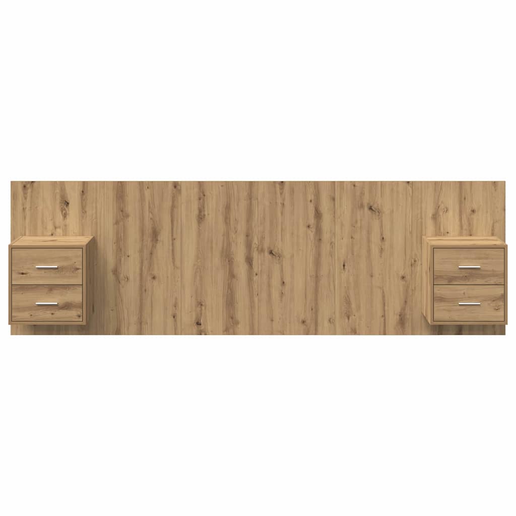 Tête de lit avec armoire 3 pcs Chêne artisanal